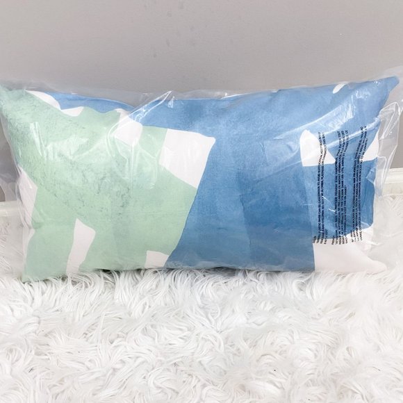 West Elm Accents West Elm Brush Stroke Abstract Blue Green White